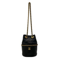Chanel Shoulder Bag Black Chain Vintage Gold Lambskin