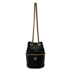 Chanel Shoulder Bag Black Chain Vintage Gold Lambskin