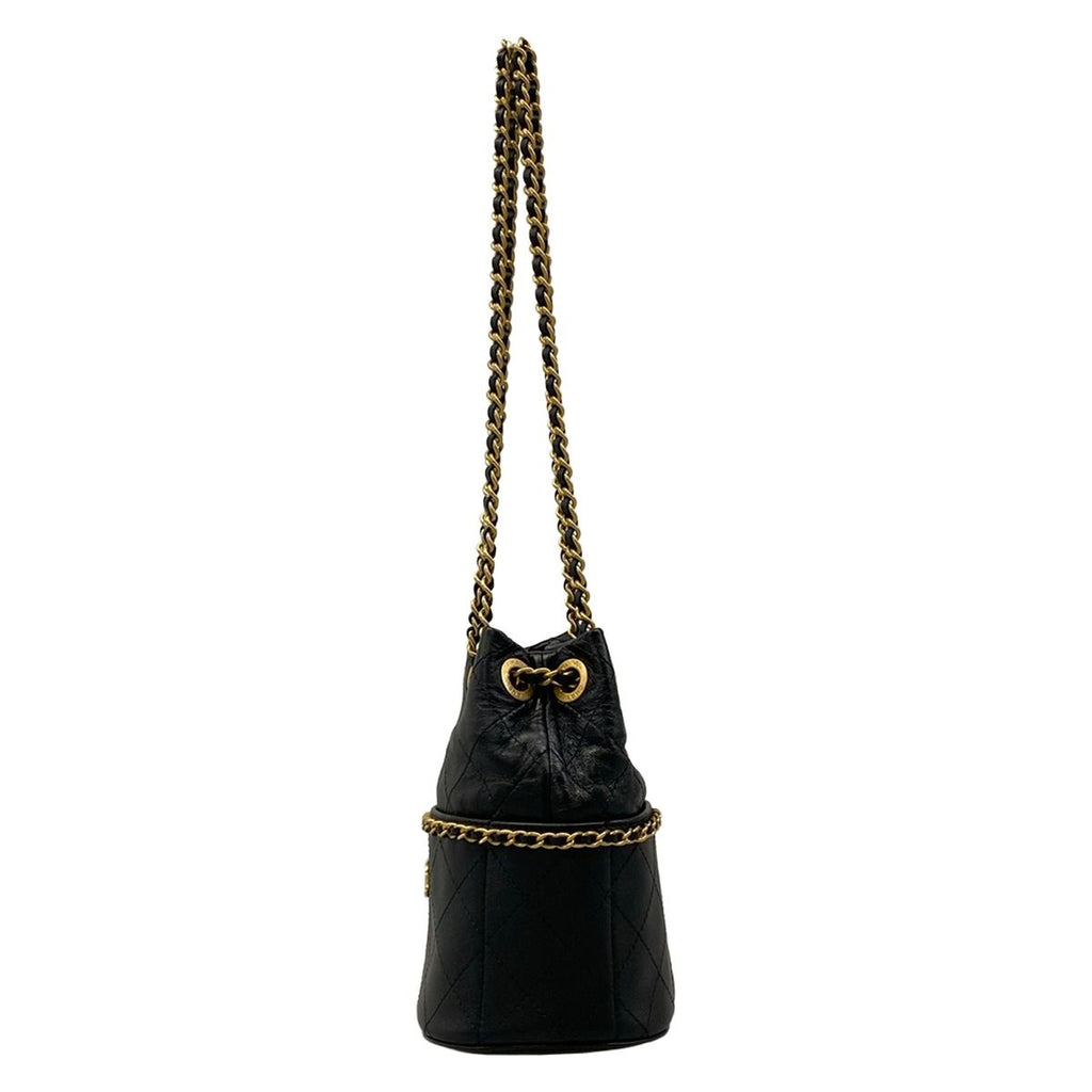 Chanel Shoulder Bag Black Chain Vintage Gold Lambskin — view 4