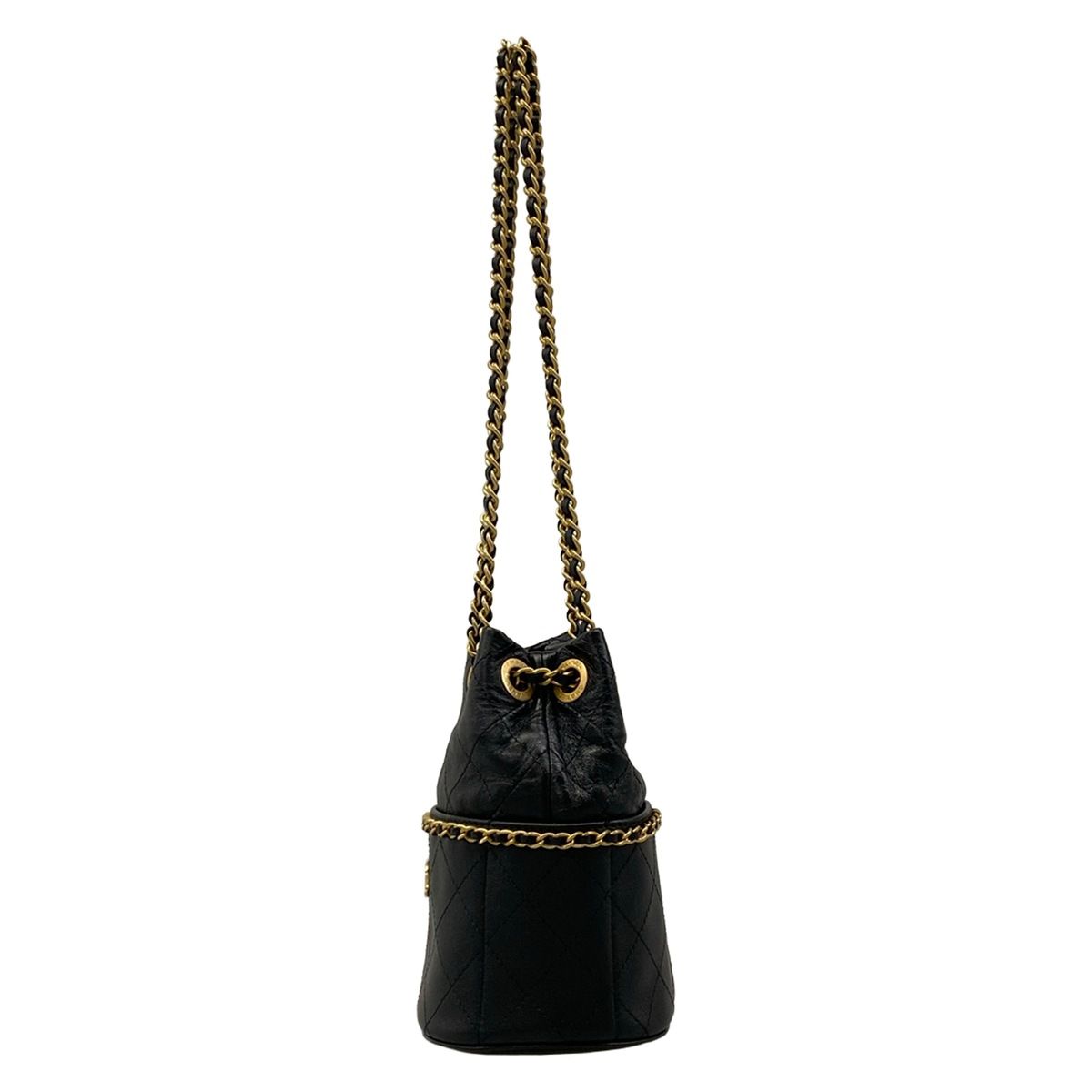 Chanel Shoulder Bag Black Chain Vintage Gold Lambskin — view 4