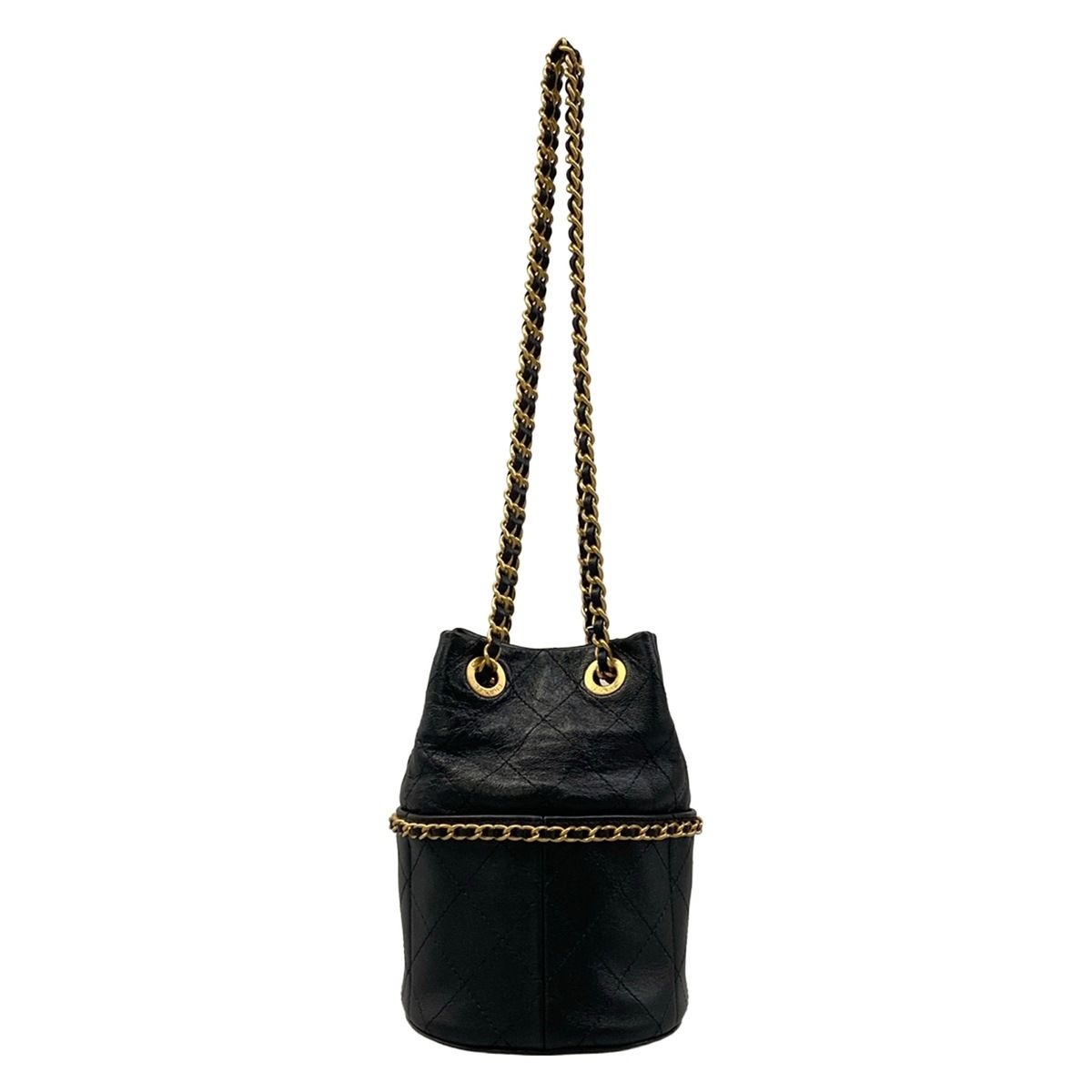 Chanel Shoulder Bag Black Chain Vintage Gold Lambskin — view 3