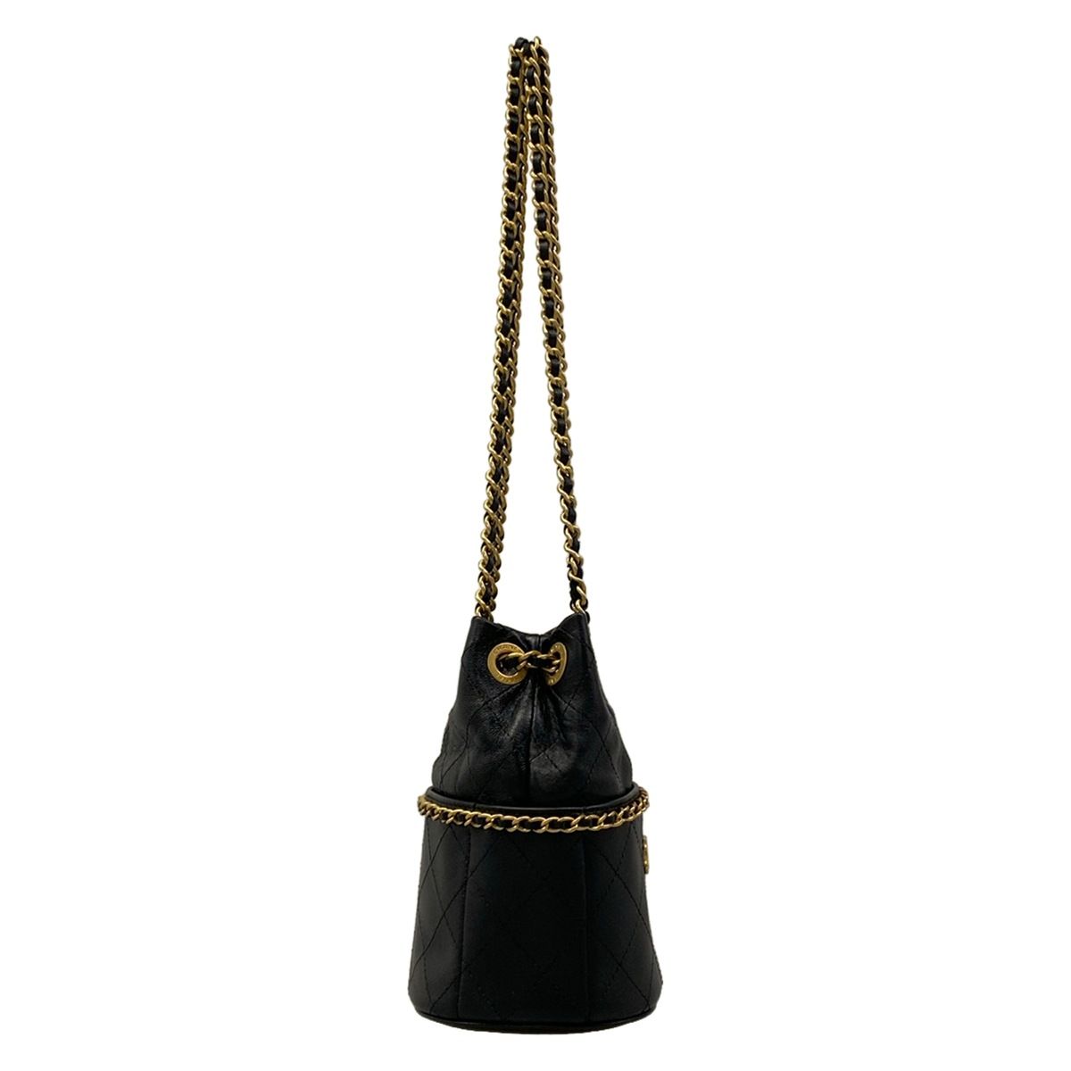 Chanel Shoulder Bag Black Chain Vintage Gold Lambskin — view 2