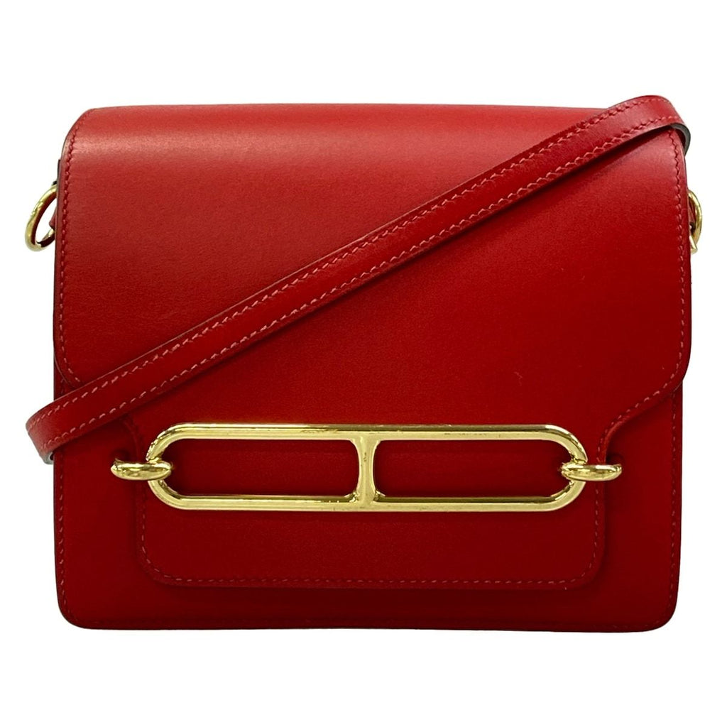 Hermes Shoulder Bag Sac Roulis Mini Rouge Coupe Gold