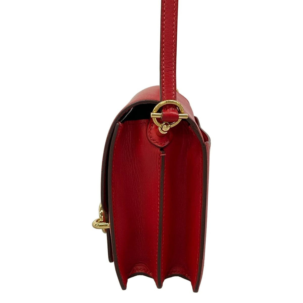 Hermes Shoulder Bag Sac Roulis Mini Rouge Coupe Gold — view 4