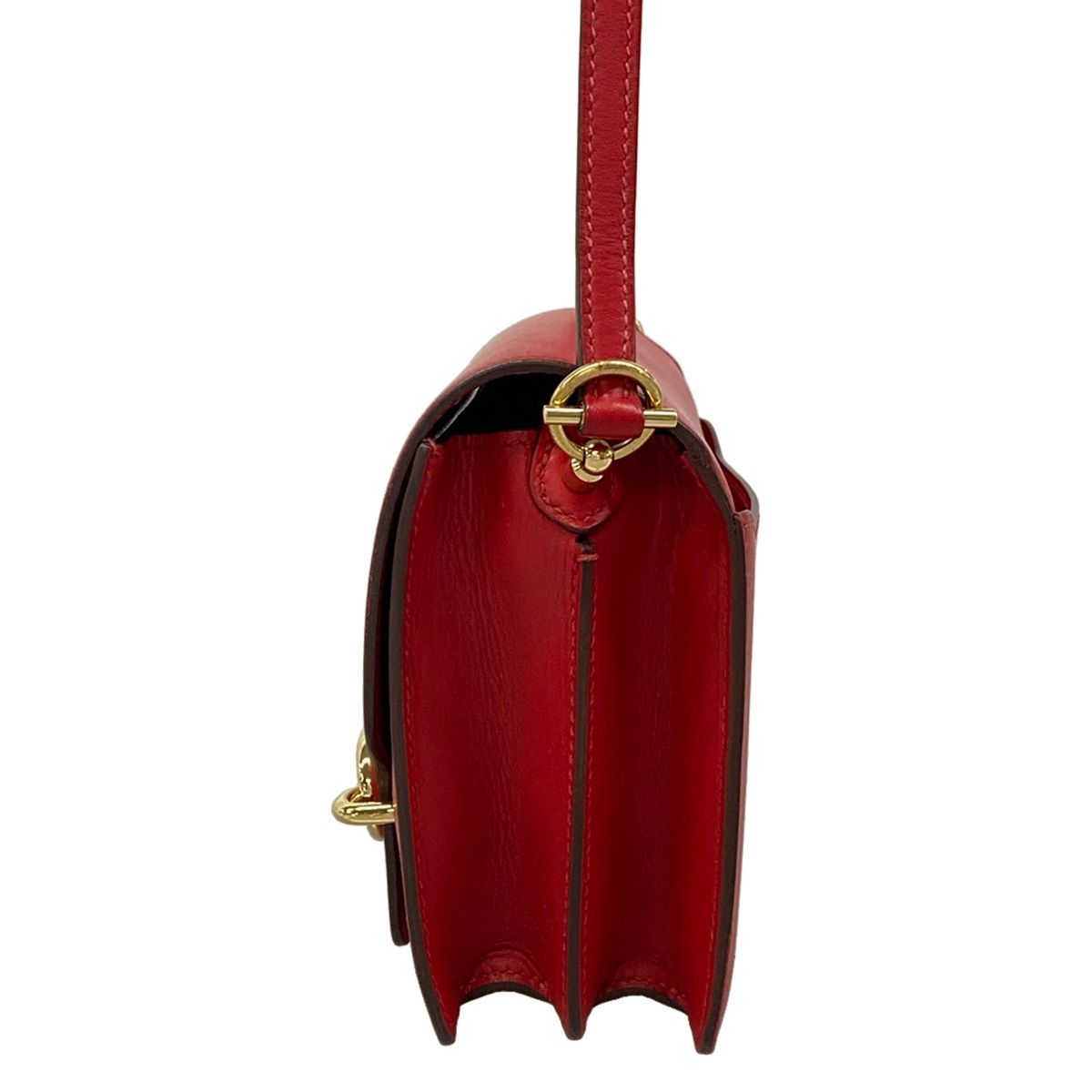 Hermes Shoulder Bag Sac Roulis Mini Rouge Coupe Gold — view 4