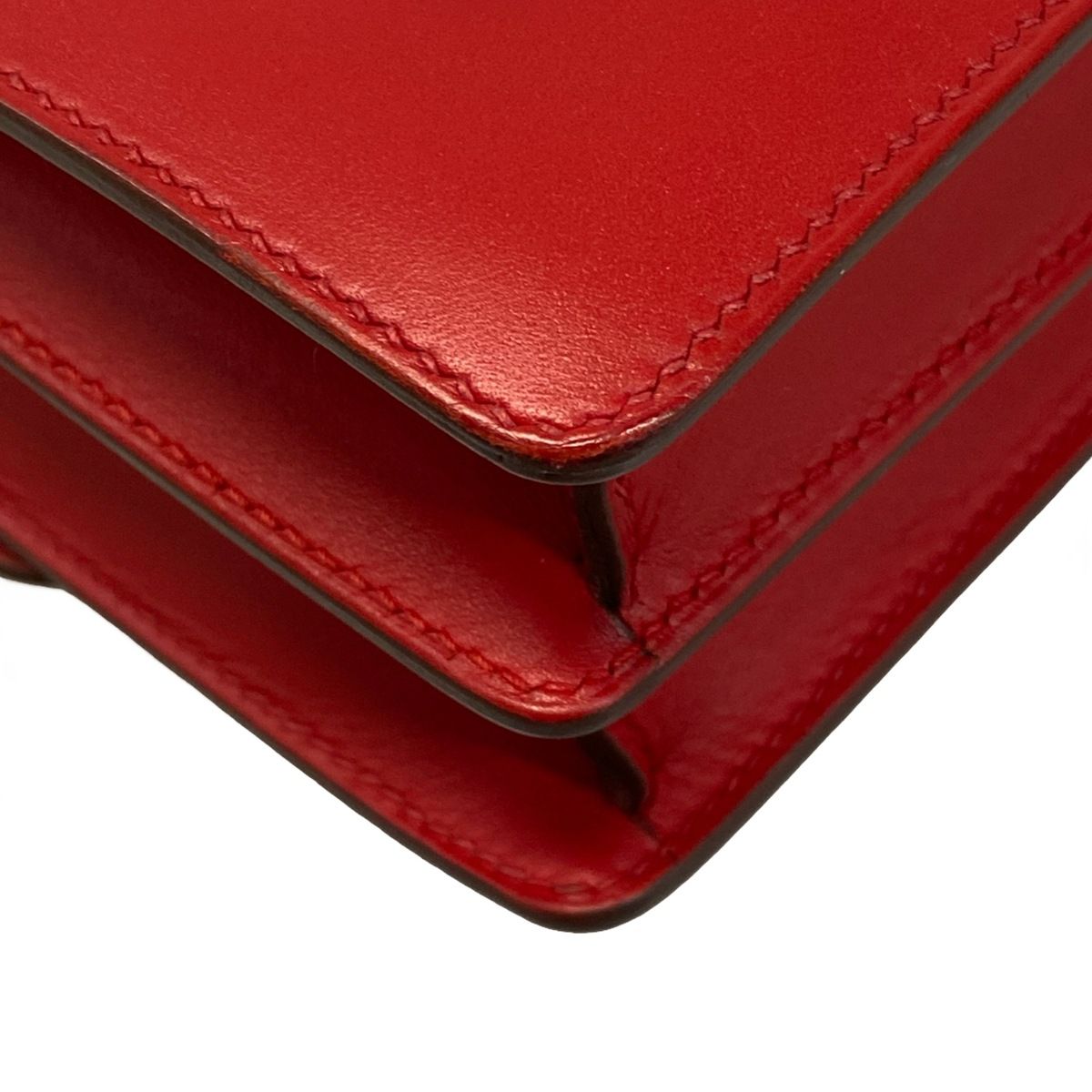 Hermes Shoulder Bag Sac Roulis Mini Rouge Coupe Gold — view 8