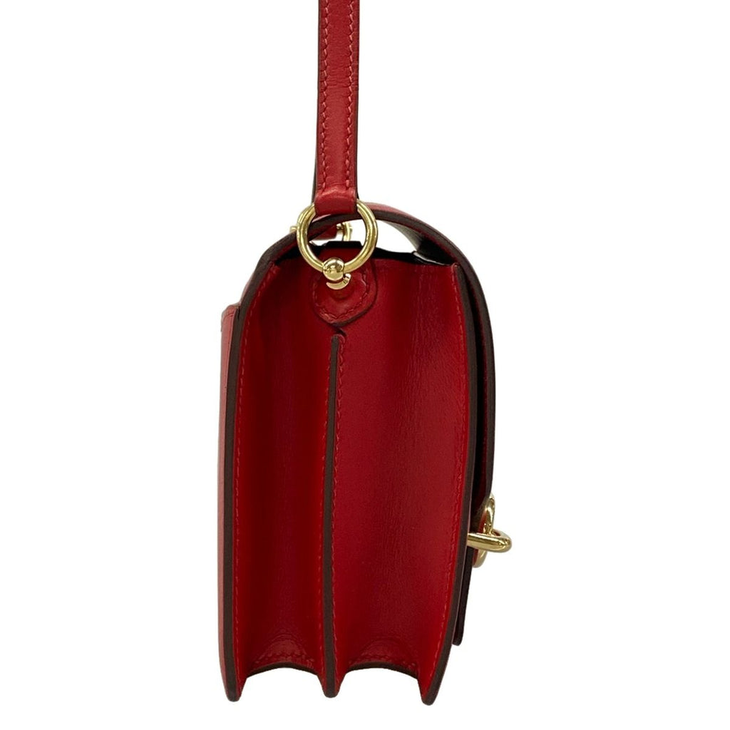 Hermes Shoulder Bag Sac Roulis Mini Rouge Coupe Gold — view 2