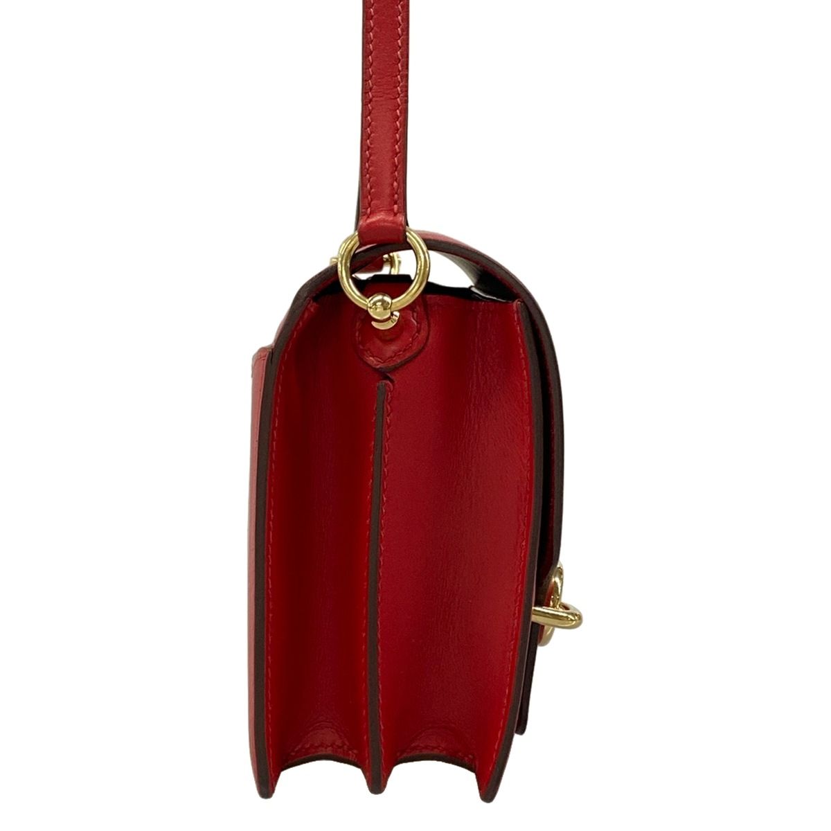 Hermes Shoulder Bag Sac Roulis Mini Rouge Coupe Gold — view 2