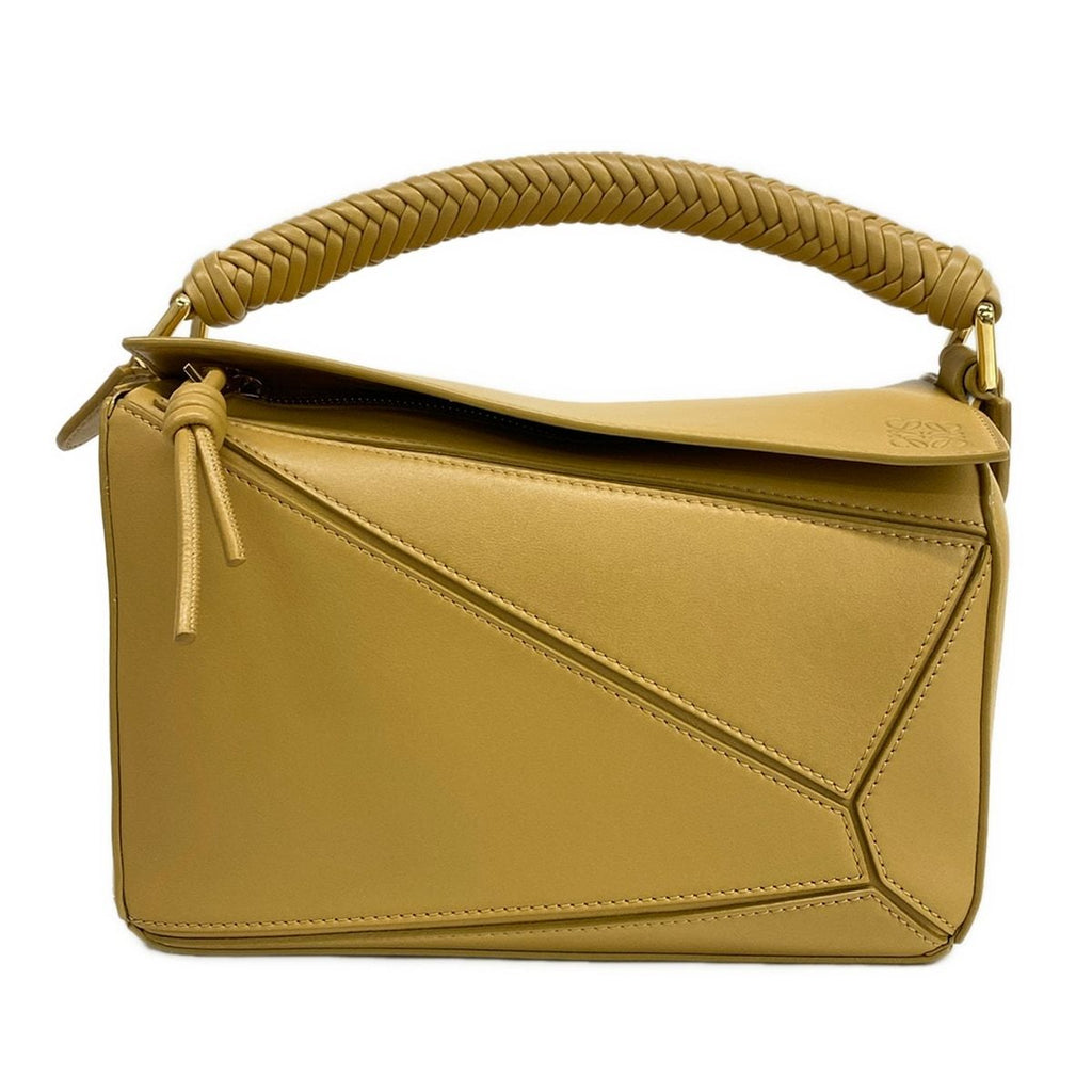 Loewe Handbag Puzzle Bag Small Beige Braided Handle Leather