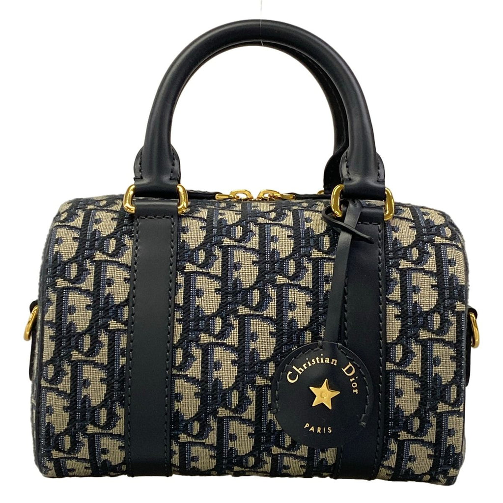 Dior Handbag Groove 20 Bag Small Ivory Dark Navy Leather