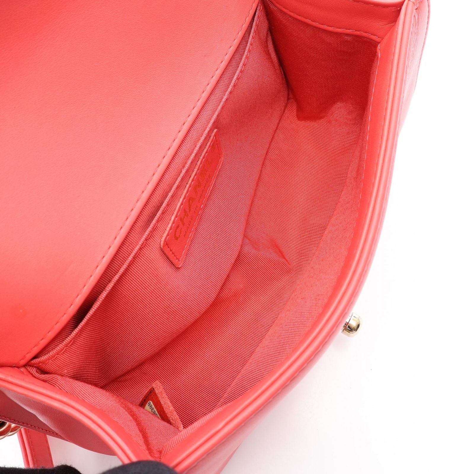 Chanel Shoulder Bag Boy Small Coral Pink White Fabric Leather Boy Stitch Pearl — view 3