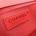Chanel Shoulder Bag Boy Small Coral Pink White Fabric Leather Boy Stitch Pearl — view 4