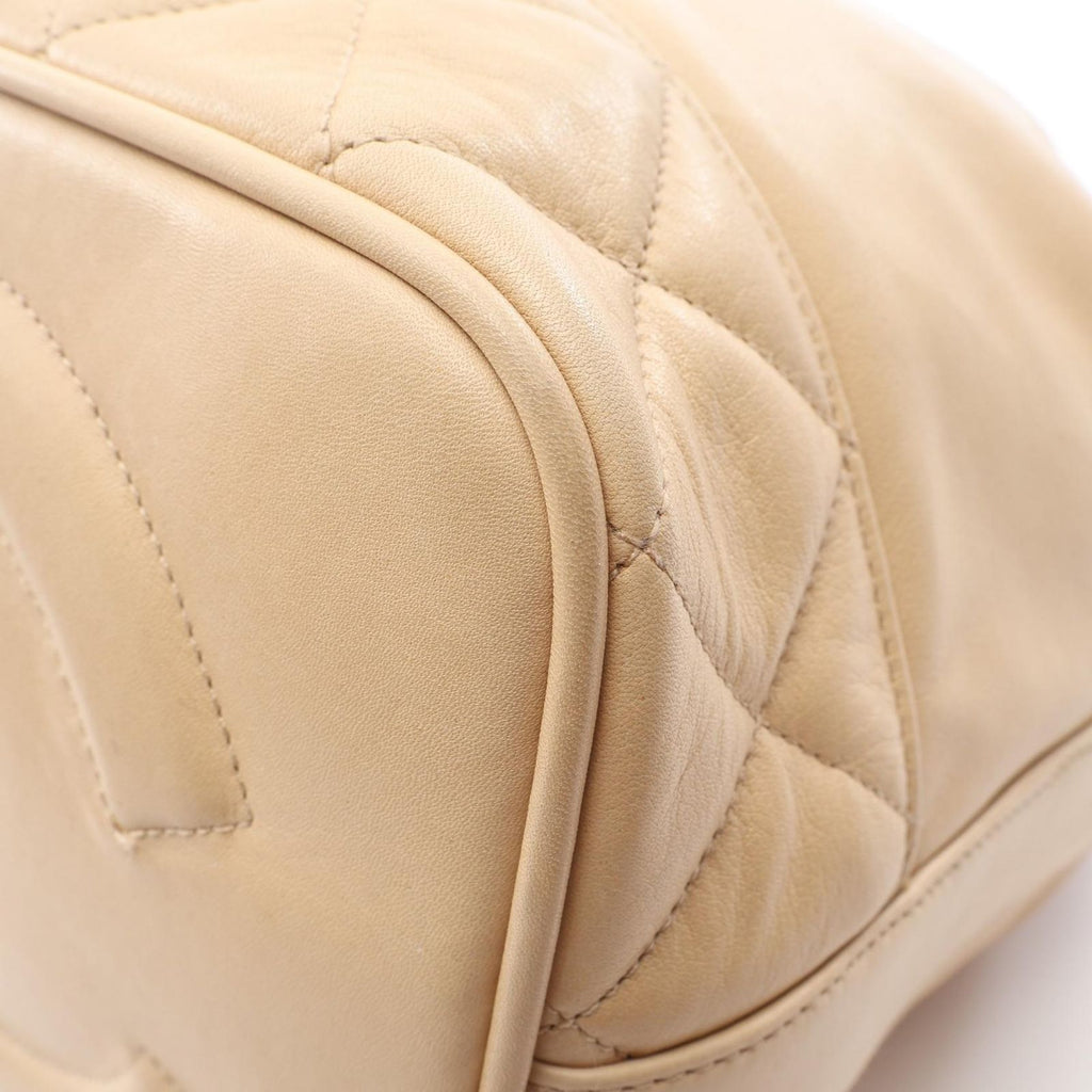 Chanel Shoulder Bag Coco Charm Drawstring Pouch Beige Lambskin Chain — view 6