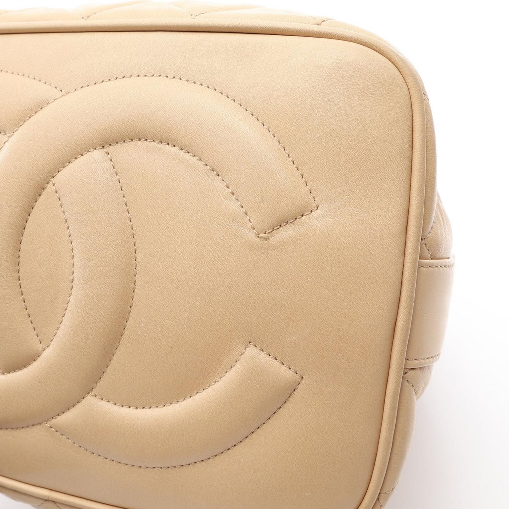 Chanel Shoulder Bag Coco Charm Drawstring Pouch Beige Lambskin Chain — view 8
