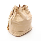 Chanel Shoulder Bag Coco Charm Drawstring Pouch Beige Lambskin Chain — view 2