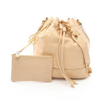 Chanel Shoulder Bag Coco Charm Drawstring Pouch Beige Lambskin Chain