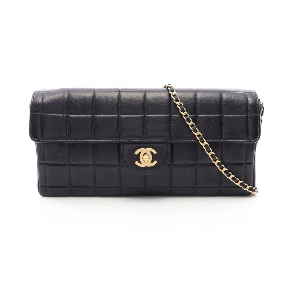 Chanel Shoulder Bag Choco Bar Black Lambskin East West Chain