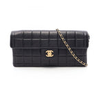 Chanel Shoulder Bag Choco Bar Black Lambskin East West Chain
