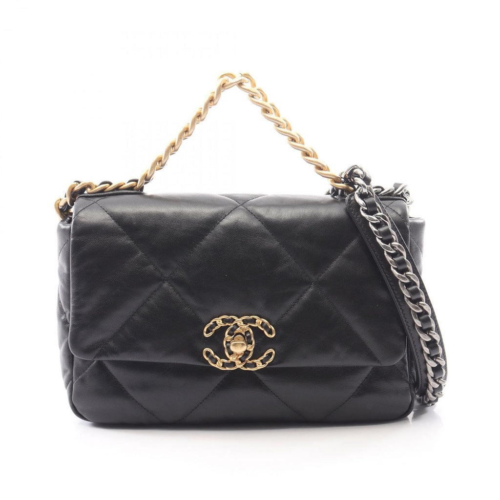 Chanel Shoulder Bag 19 Dizeneuf Quilted 2-Way Black Lambskin 19 Chain