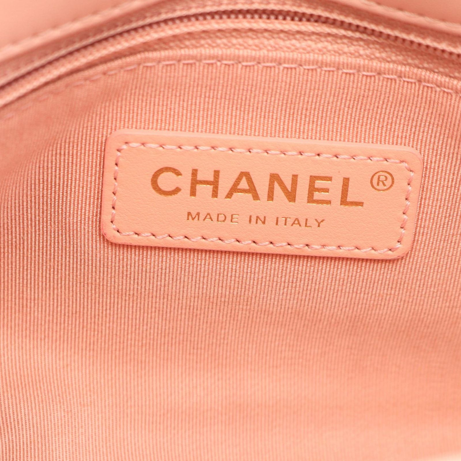 Chanel Shoulder Bag Quilted Logo Pink Lambskin Chain — view 4
