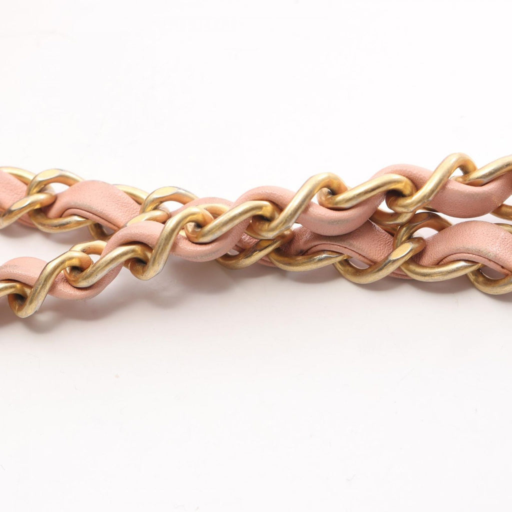Chanel Shoulder Bag Quilted Logo Pink Lambskin Chain — view 8