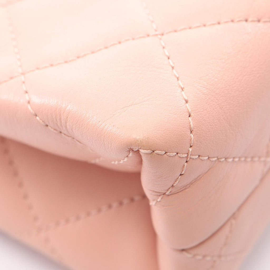 Chanel Shoulder Bag Quilted Logo Pink Lambskin Chain — view 7