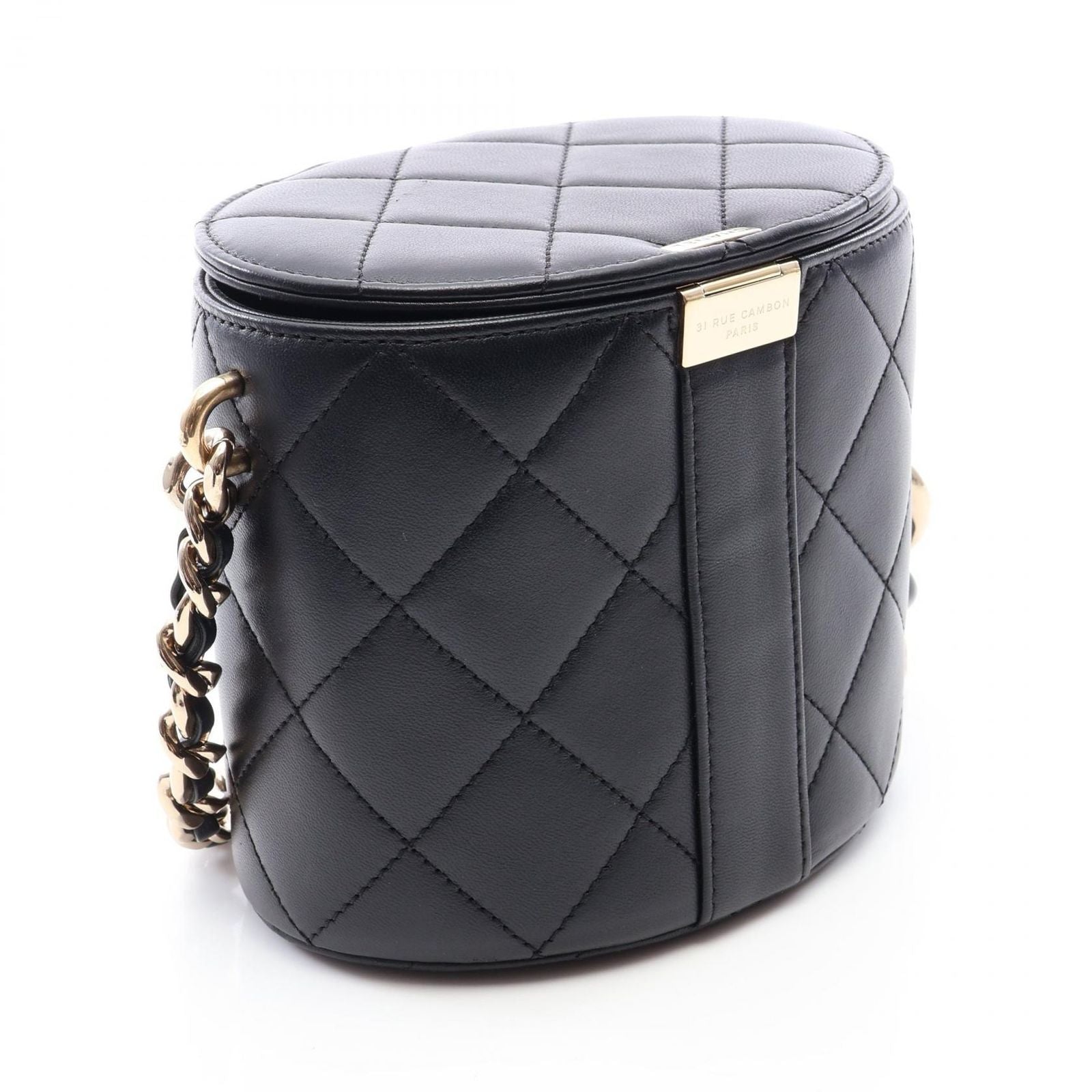 Chanel Shoulder Bag Quilted Black Lambskin Vanity Chain — view 2