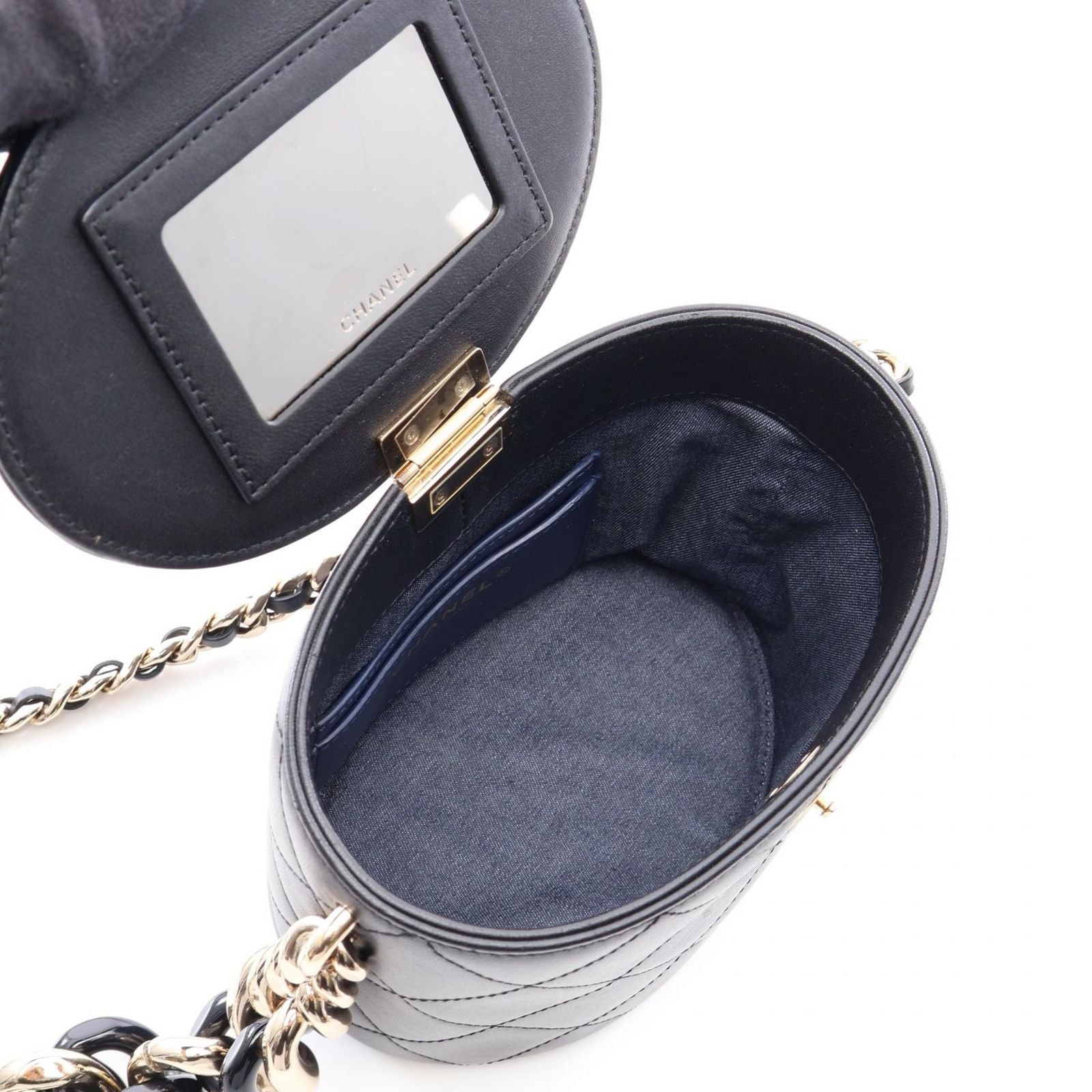 Chanel Shoulder Bag Quilted Black Lambskin Vanity Chain — view 3