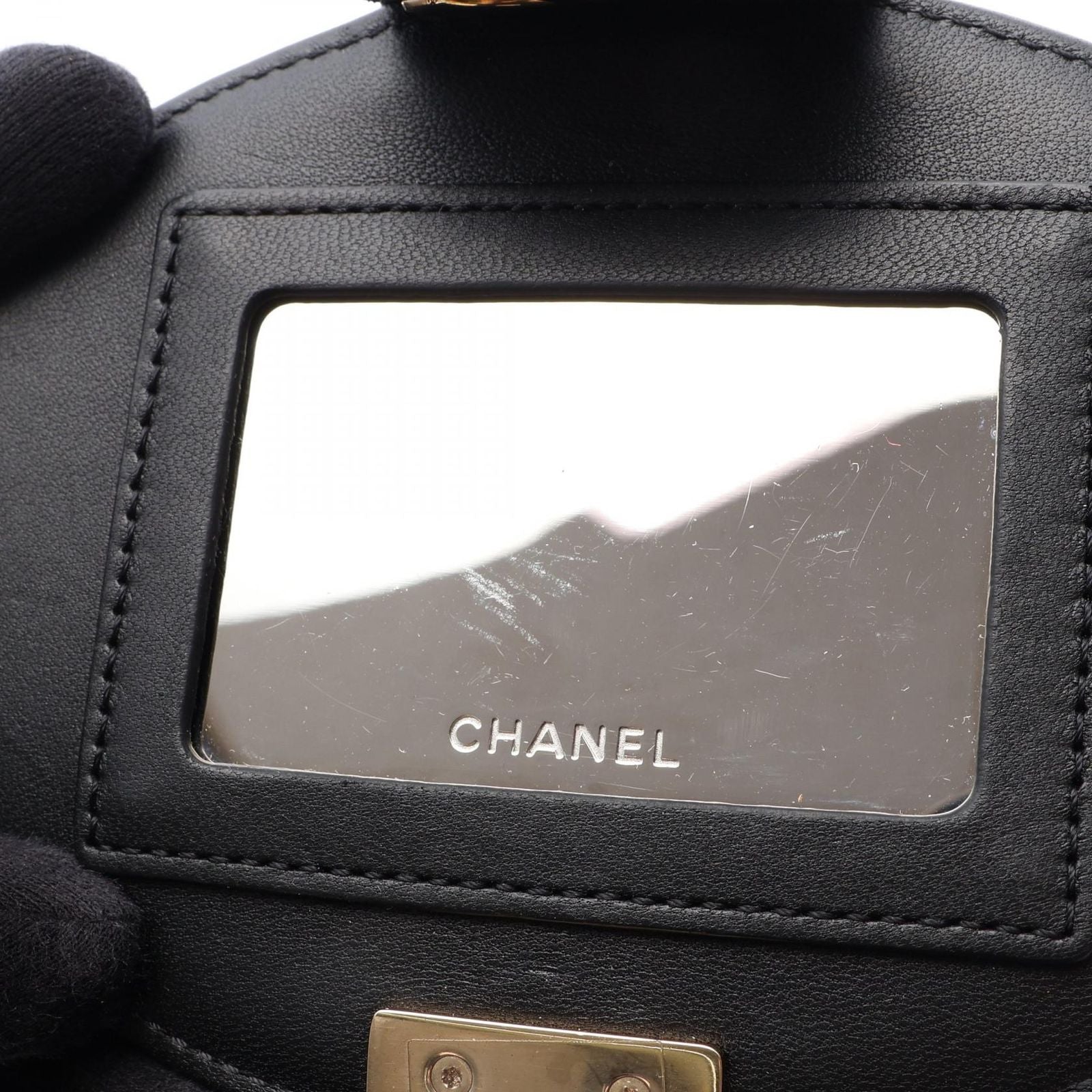 Chanel Shoulder Bag Quilted Black Lambskin Vanity Chain — view 8