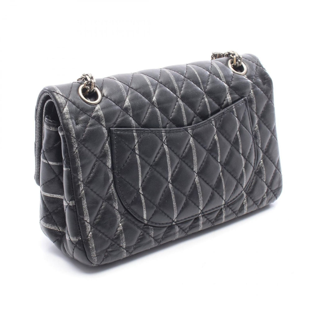 Chanel Shoulder Bag 2.55 Quilted Mademoiselle Chain Black Silver Leather Double — view 2