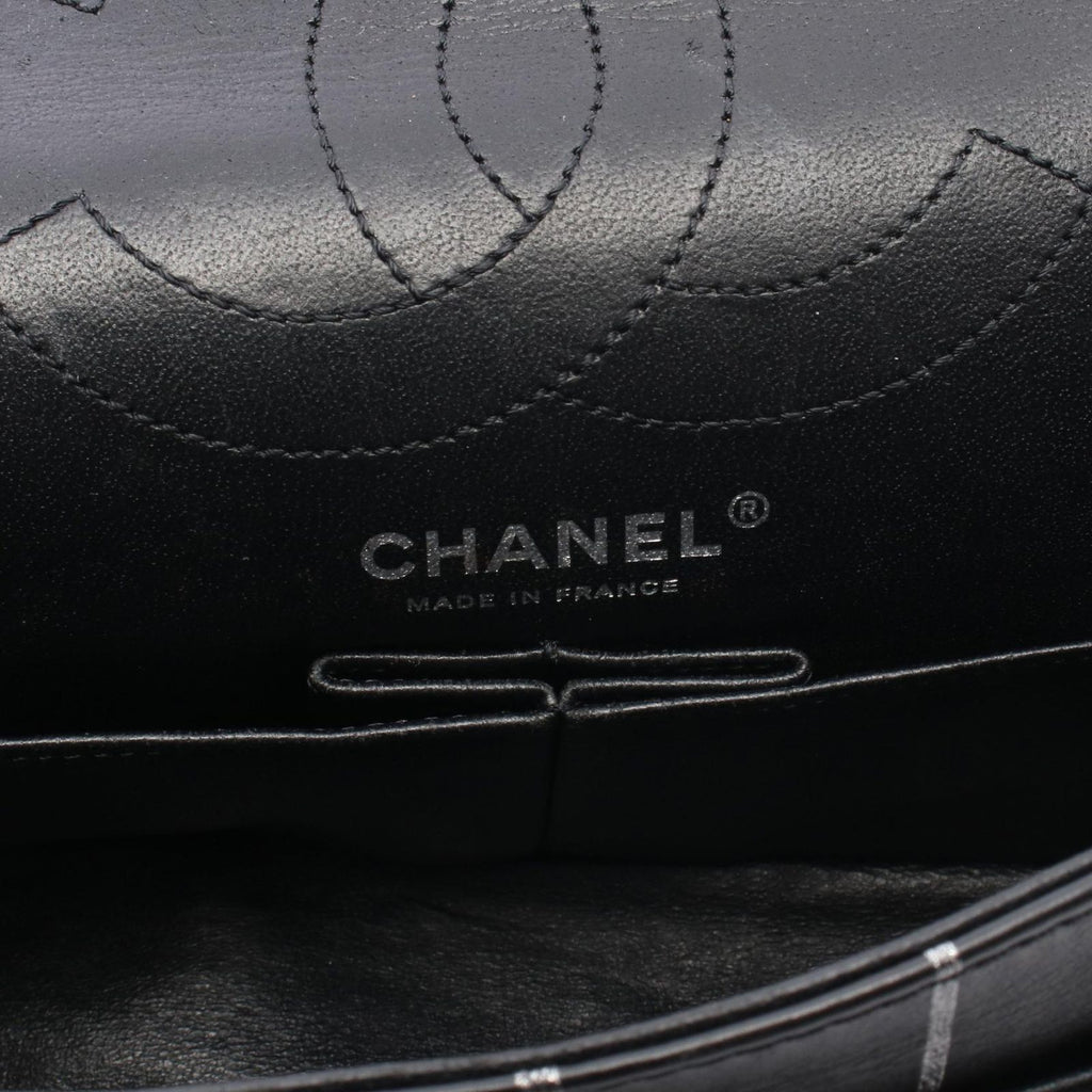 Chanel Shoulder Bag 2.55 Quilted Mademoiselle Chain Black Silver Leather Double — view 4