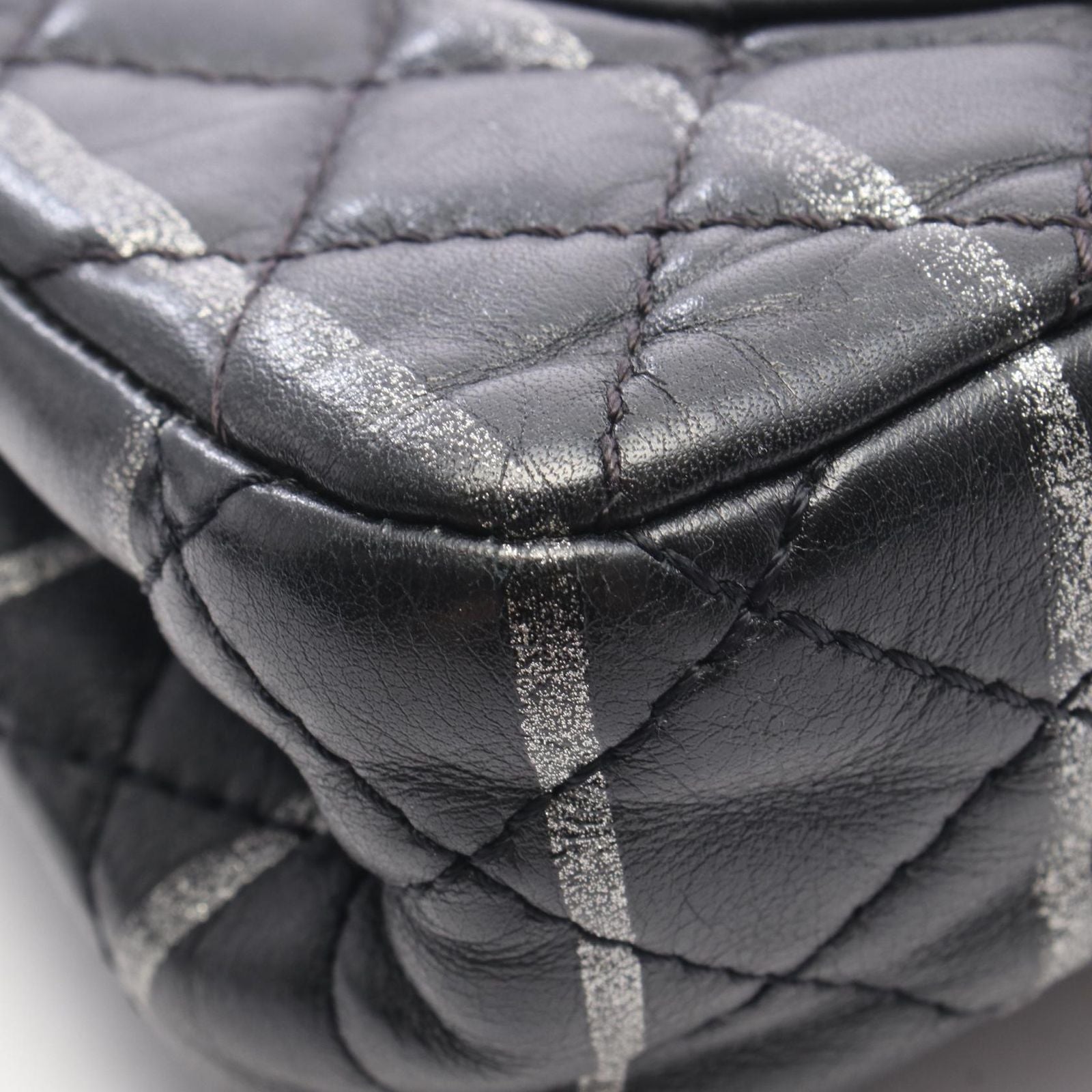 Chanel Shoulder Bag 2.55 Quilted Mademoiselle Chain Black Silver Leather Double — view 7