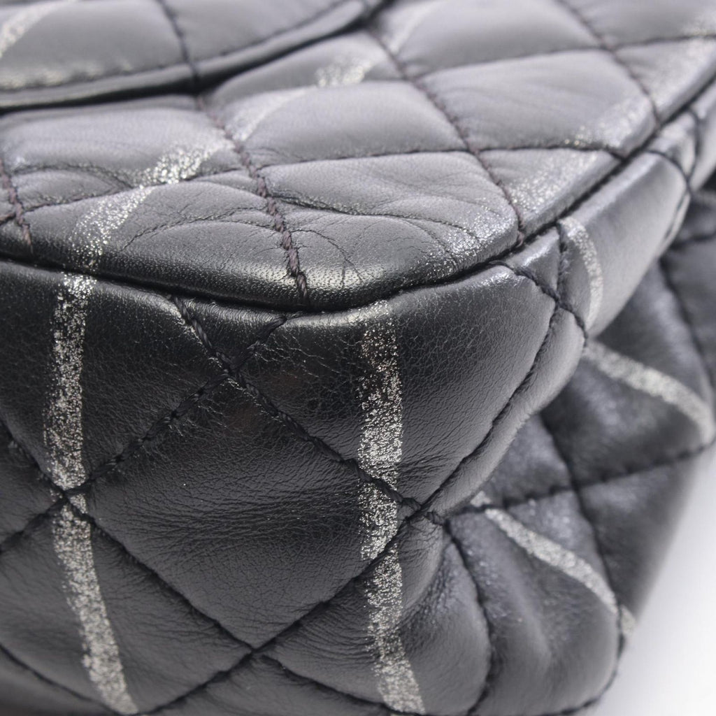 Chanel Shoulder Bag 2.55 Quilted Mademoiselle Chain Black Silver Leather Double — view 8