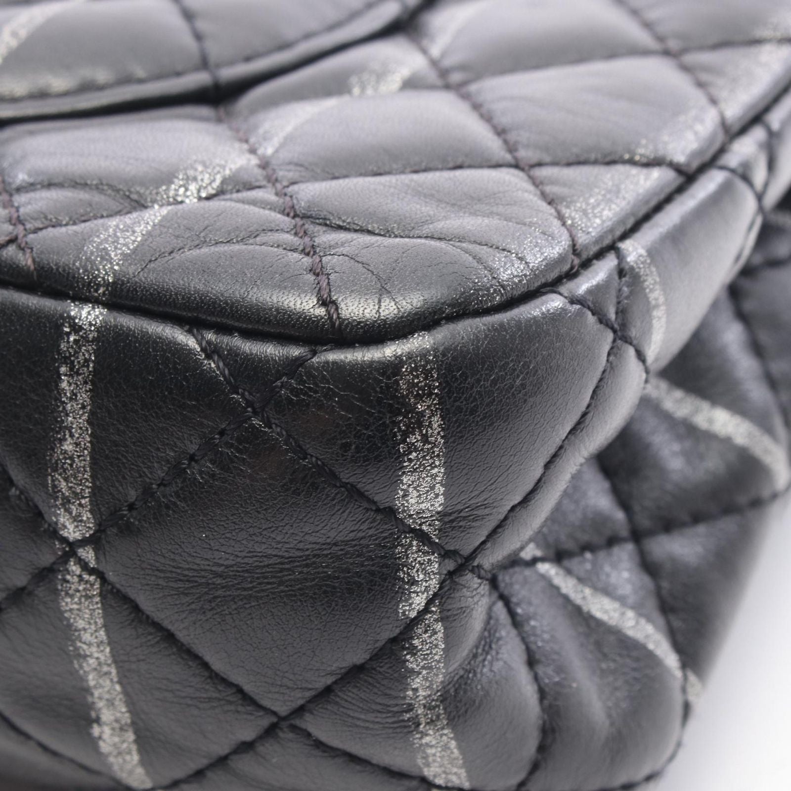 Chanel Shoulder Bag 2.55 Quilted Mademoiselle Chain Black Silver Leather Double — view 8