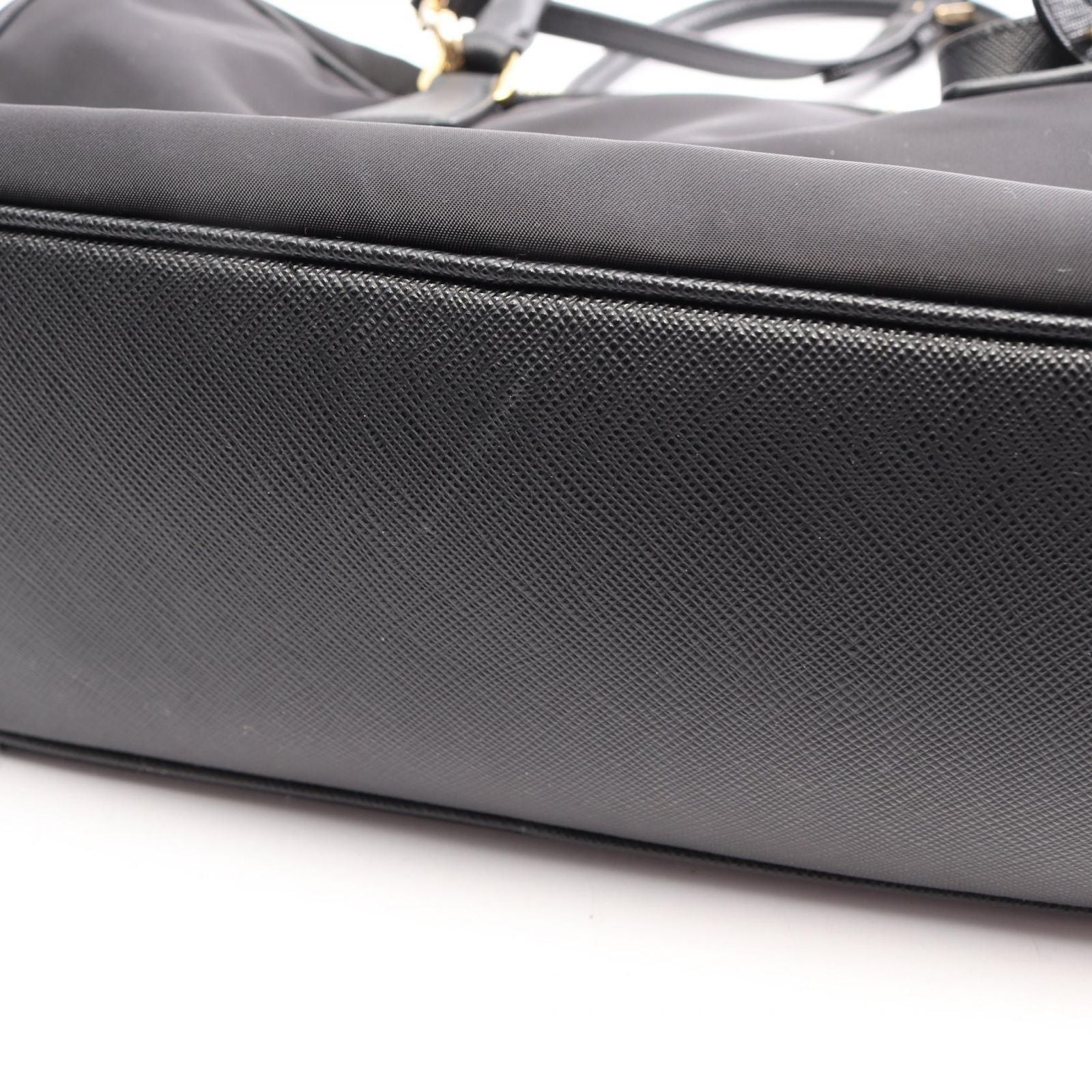 Prada Re Edition 2-Way Black Nylon Saffiano Leather Tote Bag — view 5