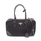 Prada Re Edition 2-Way Black Nylon Saffiano Leather Tote Bag