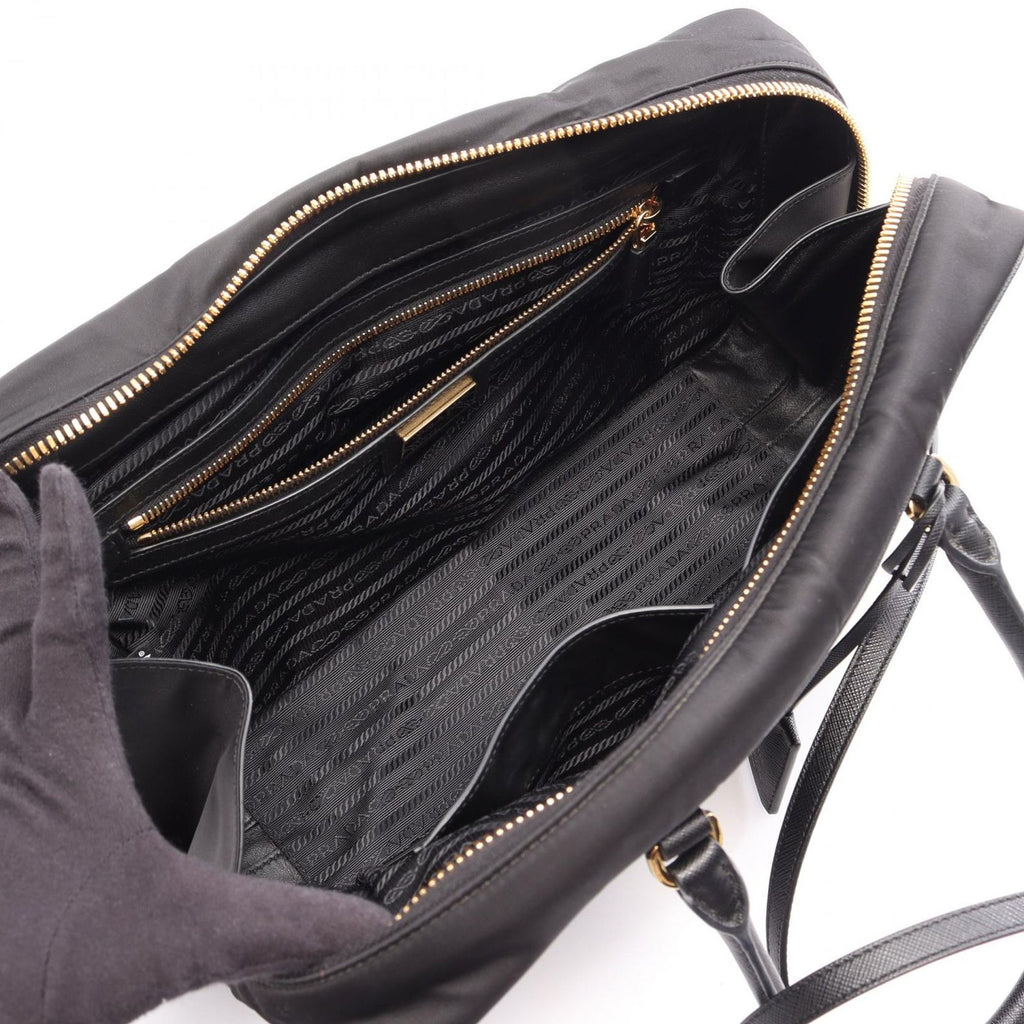 Prada Re Edition 2-Way Black Nylon Saffiano Leather Tote Bag — view 3