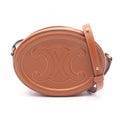 Celine Shoulder Bag Crossbody Oval Purse Cuill Triomphe Brown Leather