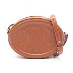Celine Shoulder Bag Crossbody Oval Purse Cuill Triomphe Brown Leather