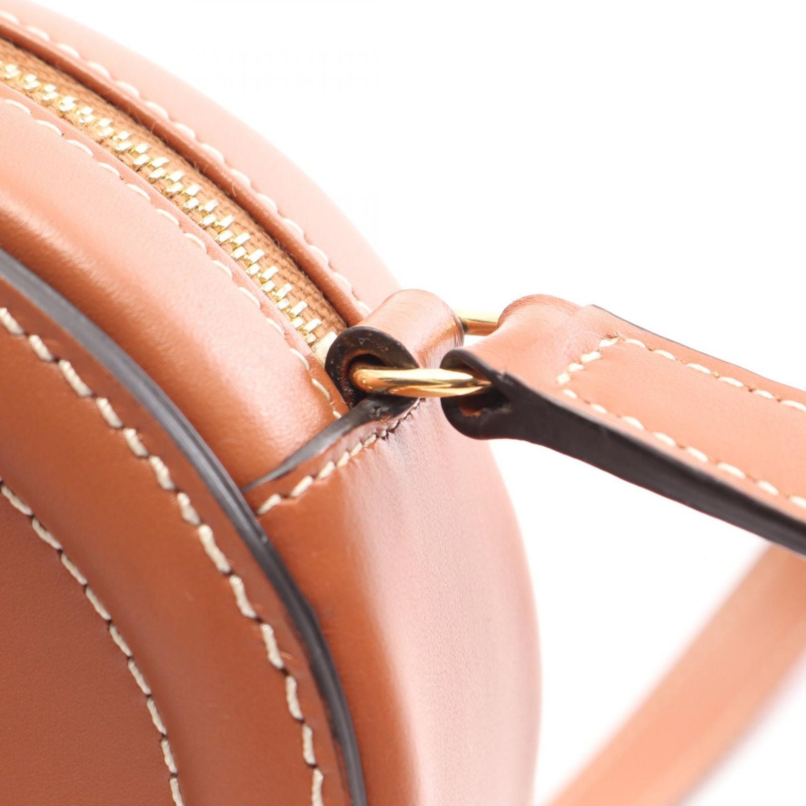 Celine Shoulder Bag Crossbody Oval Purse Cuill Triomphe Brown Leather — view 6