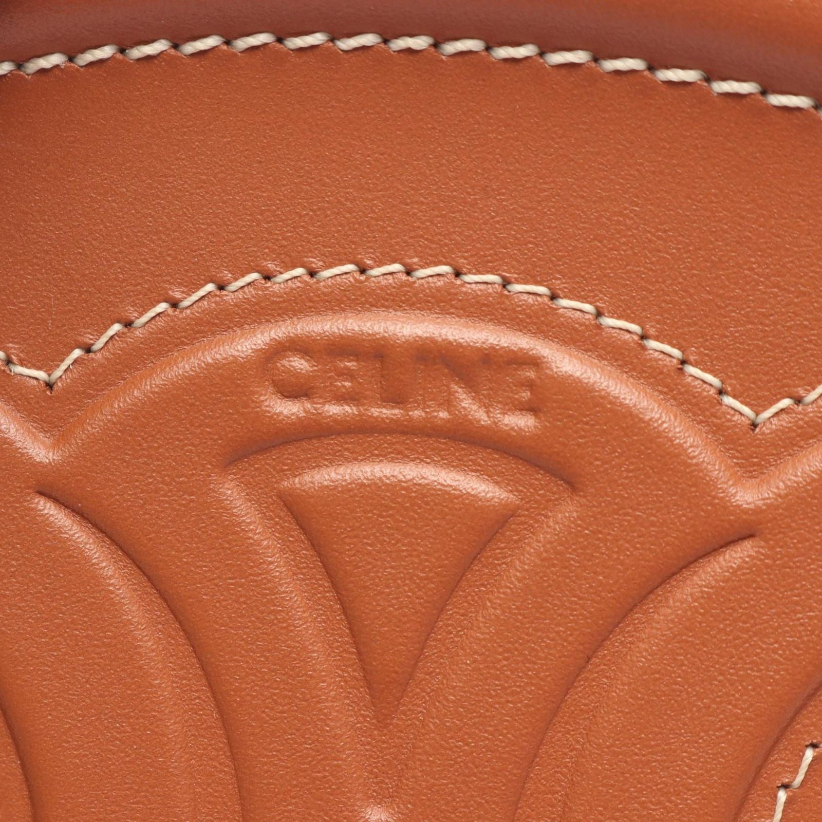 Celine Shoulder Bag Crossbody Oval Purse Cuill Triomphe Brown Leather — view 4