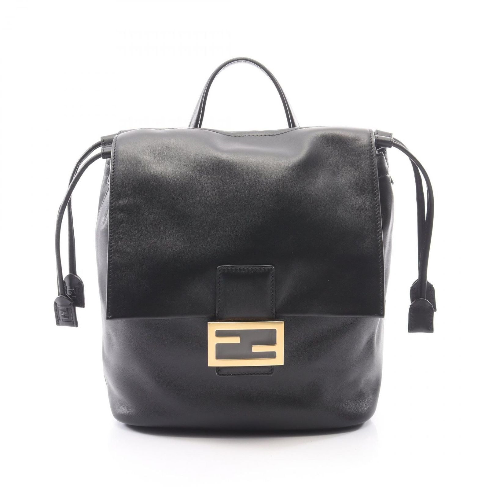 Fendi Backpack FF Logo Black Leather