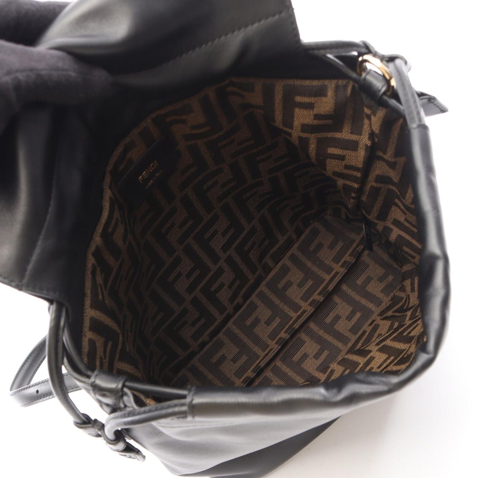 Fendi Backpack FF Logo Black Leather — view 3