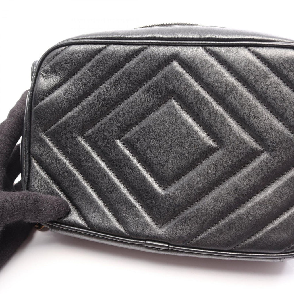 Chanel Shoulder Bag CC Logo Diamond Stitch Black Leather CC Chain — view 7