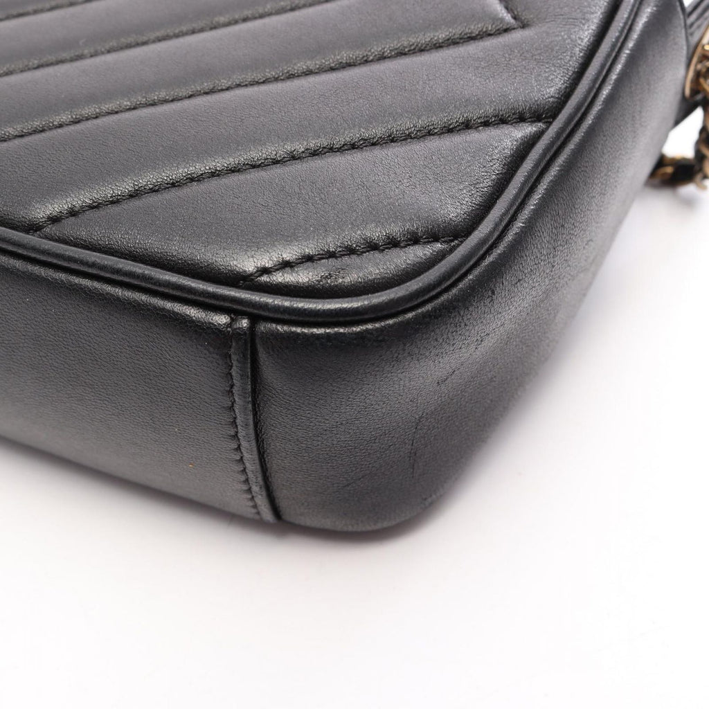 Chanel Shoulder Bag CC Logo Diamond Stitch Black Leather CC Chain — view 8