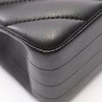 Chanel Shoulder Bag Blanc Stitch Double Flap Black Lambskin Chain — view 7