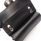 Chanel Shoulder Bag Blanc Stitch Double Flap Black Lambskin Chain — view 6