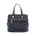 Chanel Tote Bag Paris Biarritz Navy Black Nylon Leather