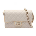 Chanel Shoulder Bag Quilted Mini Minaudiere Evening White Lambskin Small Box