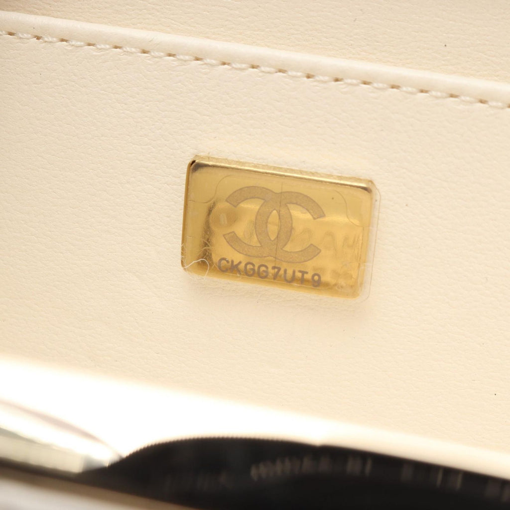 Chanel Shoulder Bag Quilted Mini Minaudiere Evening White Lambskin Small Box — view 5
